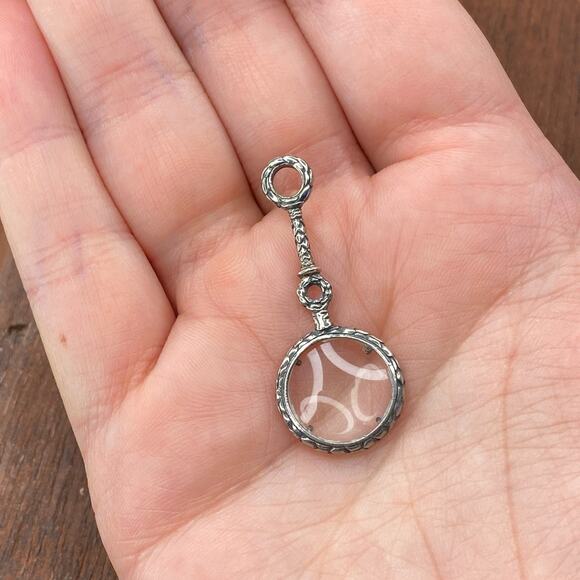 Unbranded Jewelry - Vintage 925 Sterling Silver Magnifying Glass Art Deco Pendant Bracelet Charm
